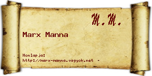 Marx Manna névjegykártya